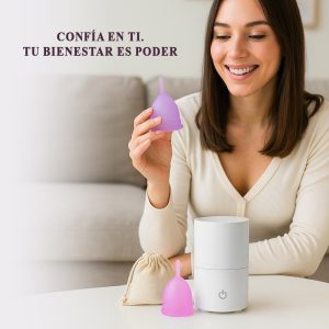 Copa Menstrual con esterilizador a Vapor con 2 Copas reutilizables L/S de Silicona Médica